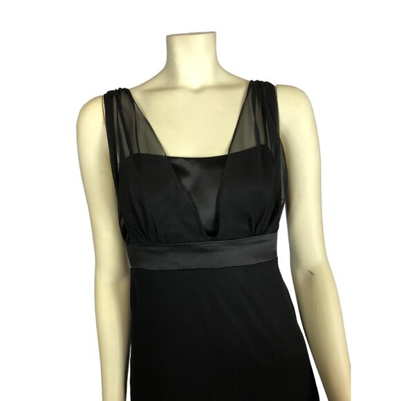 Dessy Collection lux chiffon black dress, V-neck on the front & back size 6 - Picture 4 of 12
